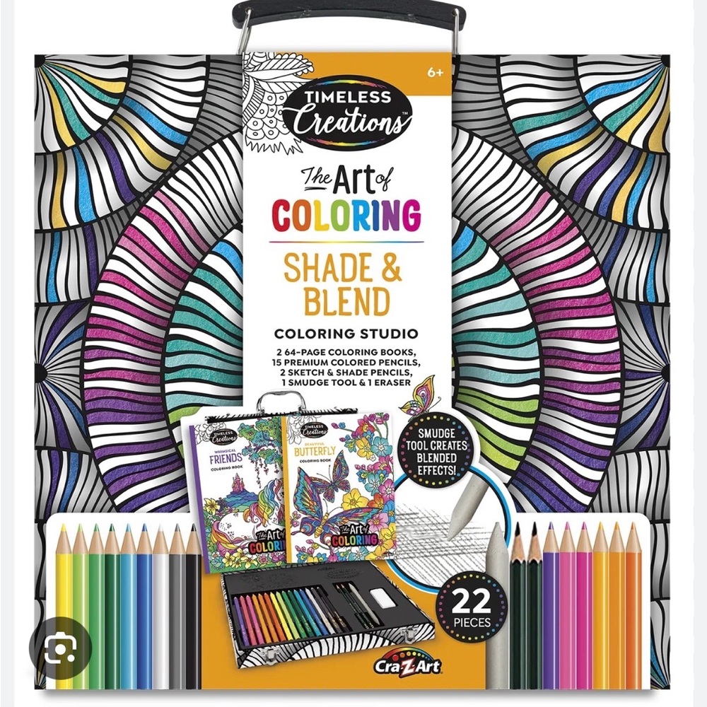 Cra-Z-Art Coloring Studio Set with two coloring books, pencils and accessories